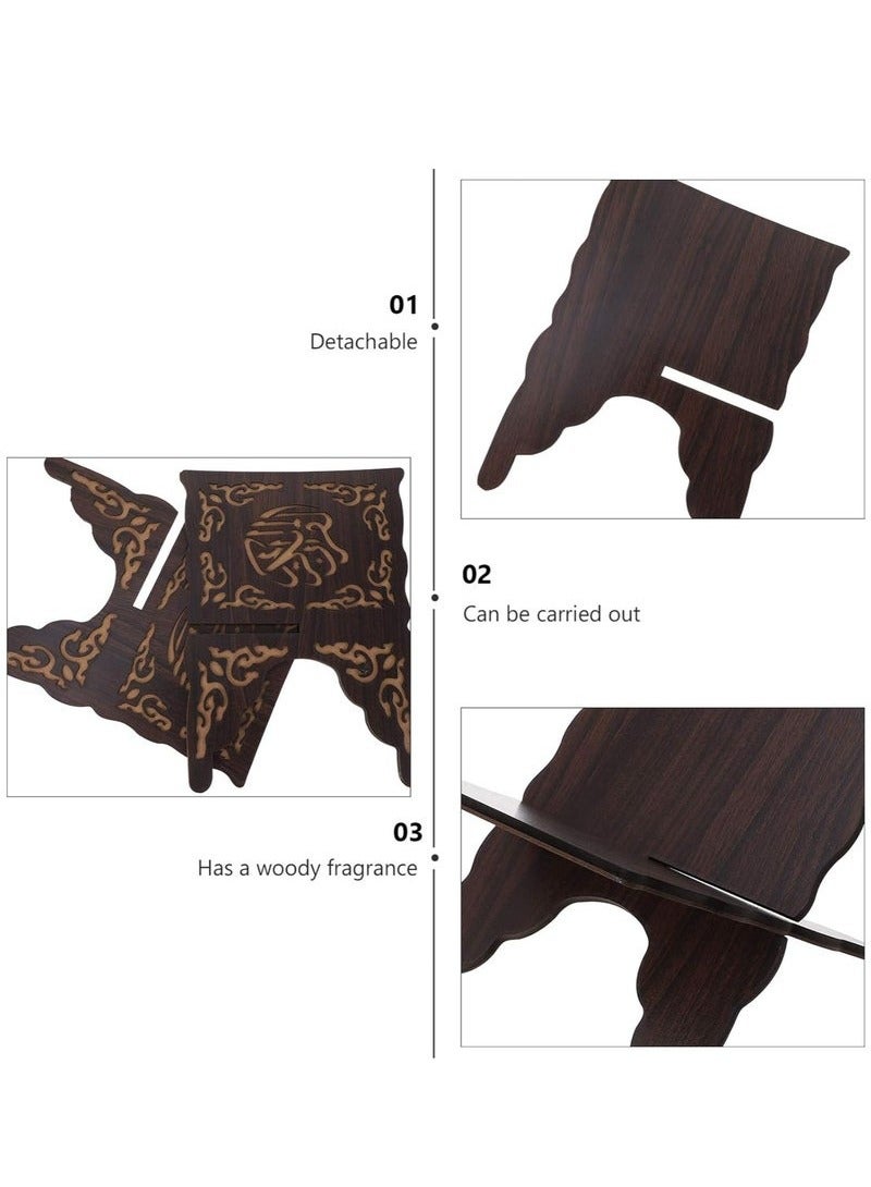 كيوومي حامل كتب خشبي قابل للطي حامل كتب القرآن الكريم والكتاب المقدس ورف كتب القراءة الإسلامية وحامل عرض كتب الطبخ لعرض قراءة مصلى الصلاة (أسود) - Image 3