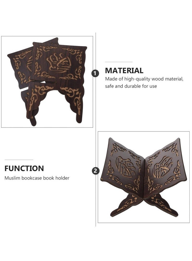 كيوومي حامل كتب خشبي قابل للطي حامل كتب القرآن الكريم والكتاب المقدس ورف كتب القراءة الإسلامية وحامل عرض كتب الطبخ لعرض قراءة مصلى الصلاة (أسود) - Image 5
