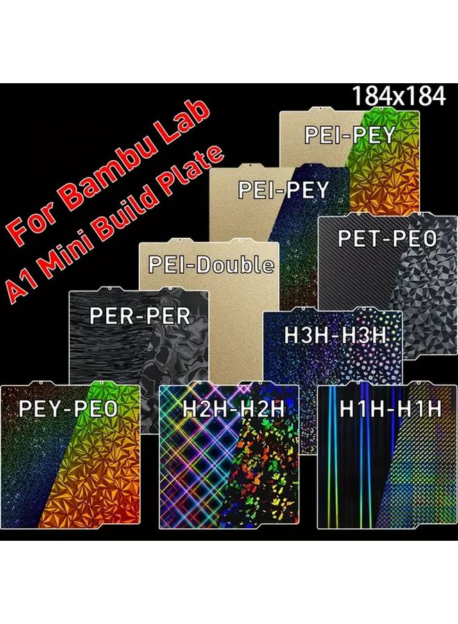 BambuLab A1 Mini Build Plate H1H Material PEI Upgraded PEO Sheet 184x184mm Compatible with X1 Carbon PET Steel Uncharge No Battery Required - Image 1