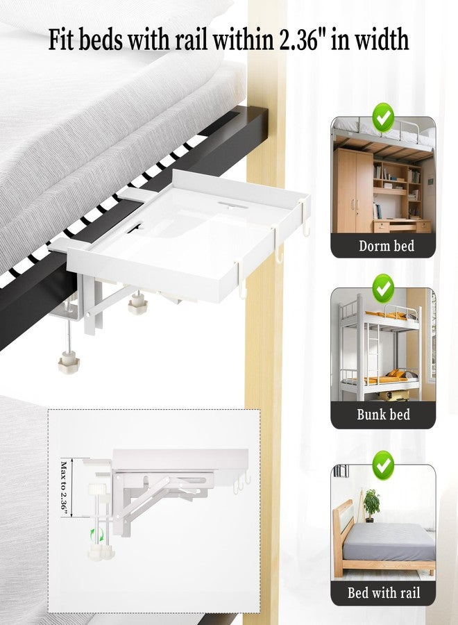 Edudif رف جانبي قابل للطي، طاولة صينية معدنية تُثبت على السرير للأسرة ذات الطابقين وأسرّة السكن الجامعي، منظم أساسيات غرفة السكن الجامعي لطلاب الجامعات، صينية عائمة، منضدة جانبية موفرة للمساحة لأسرّة العلية (أبيض، صغير) - Image 4