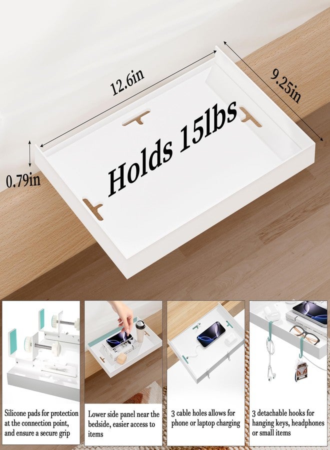 Edudif رف جانبي قابل للطي، طاولة صينية معدنية تُثبت على السرير للأسرة ذات الطابقين وأسرّة السكن الجامعي، منظم أساسيات غرفة السكن الجامعي لطلاب الجامعات، صينية عائمة، منضدة جانبية موفرة للمساحة لأسرّة العلية (أبيض، صغير) - Image 5