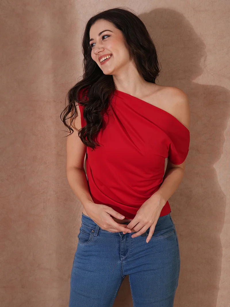 globus Globus Women One Shoulder Extended Sleeves Top