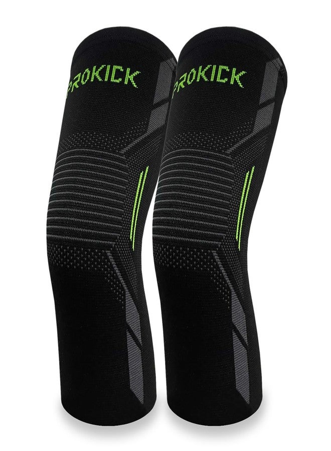Prokick Powerflex Compression Knee Support | Stretchable Knee Cap Support for Sports & GYM | Suitable for Both Men and Women, Black/Green - Medium - Image 3