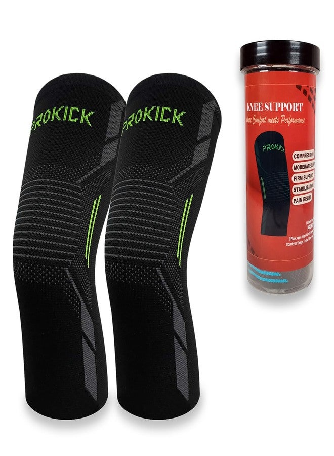 Prokick Powerflex Compression Knee Support | Stretchable Knee Cap Support for Sports & GYM | Suitable for Both Men and Women, Black/Green - Medium - Image 1