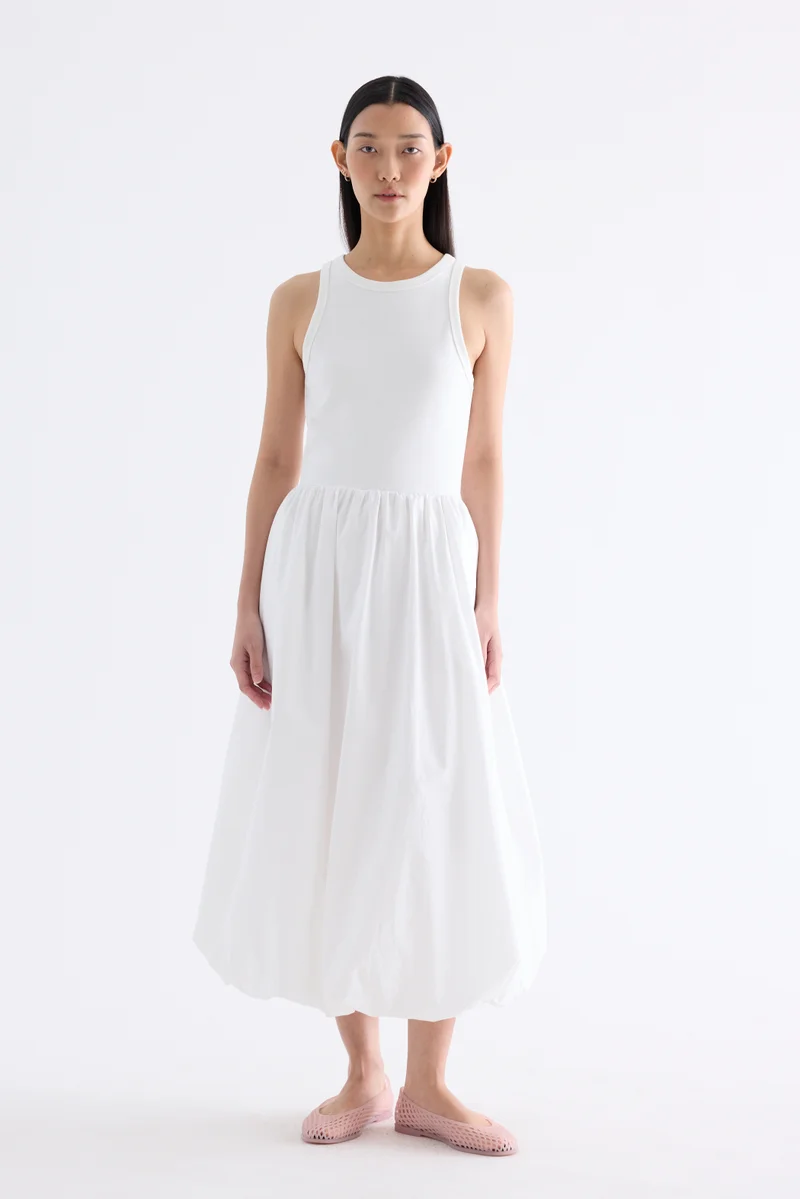 Maisy Ribbon-Tie Balloon Dress