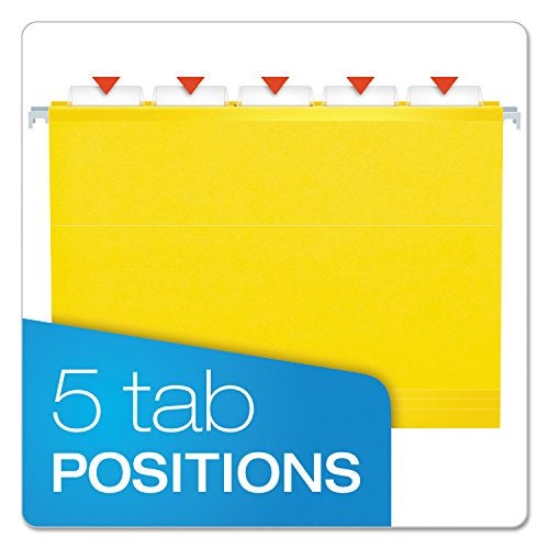 Pendaflex Reinforced Hanging File Folders, Letter Size, Yellow, 1/5 Cut, 25/BX (4152 1/5 YEL) - Image 4