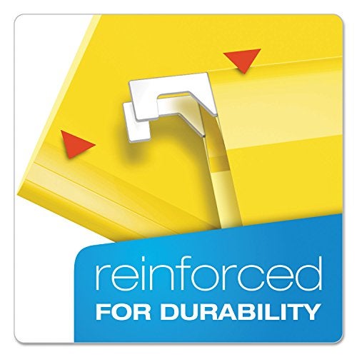 Pendaflex Reinforced Hanging File Folders, Letter Size, Yellow, 1/5 Cut, 25/BX (4152 1/5 YEL) - Image 2