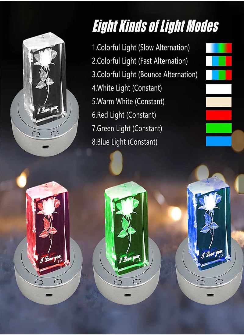 SYOSI - 7 LED Rotating Display Stand, Spinning Display Stand with Colored Lights, Lighted LED Base for Glass Art with 4 Revolving & 8 Light Modes, 360° Automatic Mute Rotating Turntable (5.1x1.2") - Image 1