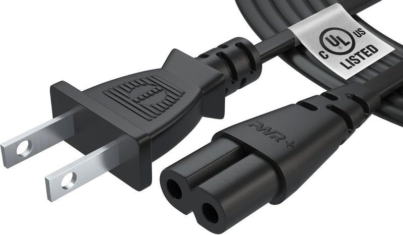 PWR+ كابل استبدال الطاقة AC 2 سن 6 أقدام (أسود) - Image 1