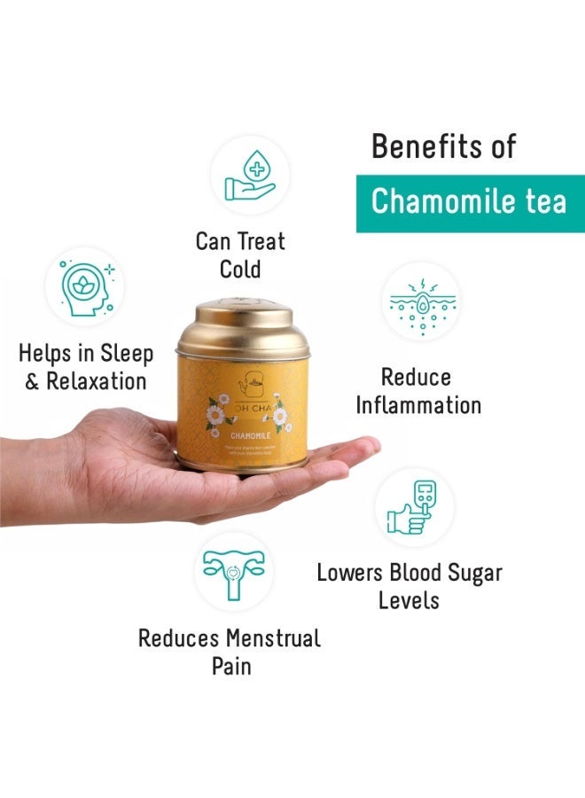 OH CHA Chamomile Herbal Tea Loose Leaves, 35gms, 100% Natural, Caffeine-Free, Calming Sleep - Image 3