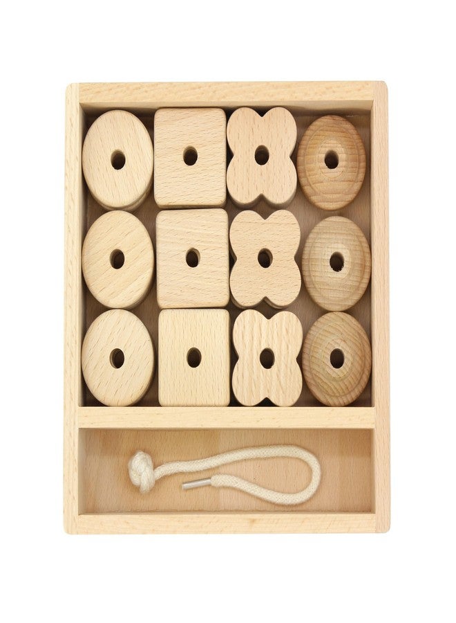 KIDDISON Lacing Bead 27 Large Wooden Beads 1 Lace for Toddler and Kids Montessori Educational Toy Fine Motor Skills 2 Years - Image 1