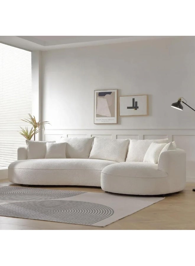 Zayn comforts Modern Curved Boucle Sectional Sofa â€“ Plush Lounge Couch For Your Living Room (White, (Left Chaise)) - Image 4