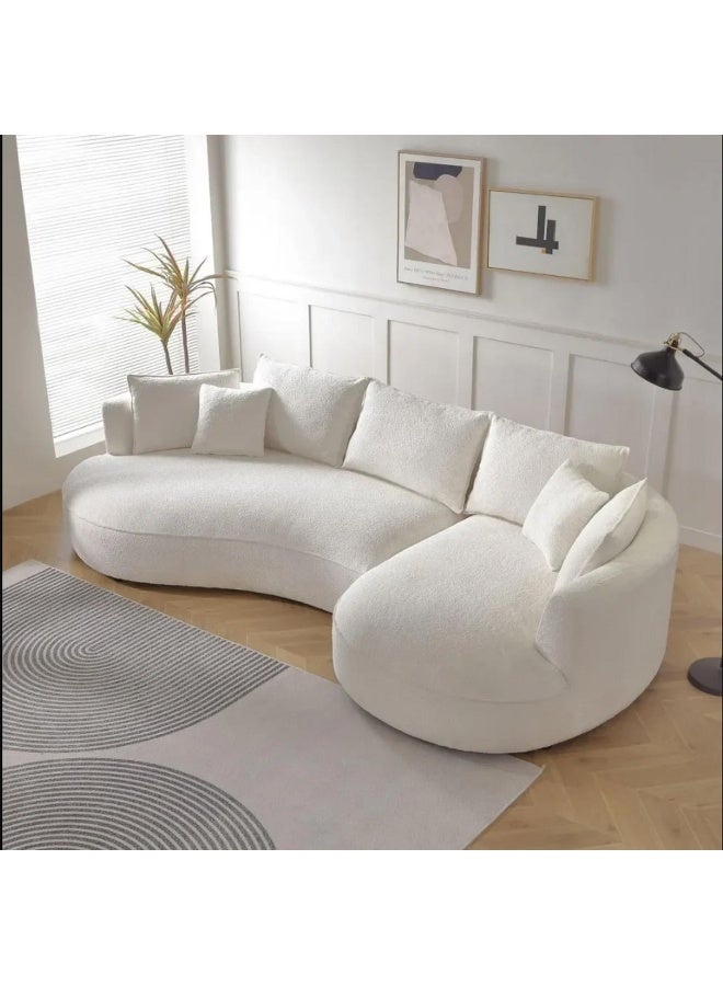 Zayn comforts Modern Curved Boucle Sectional Sofa â€“ Plush Lounge Couch For Your Living Room (White, (Left Chaise)) - Image 3