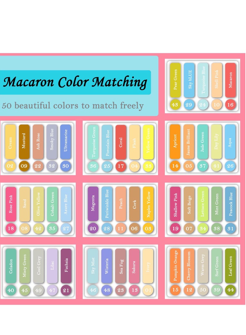 KASTWAVE 50 قلم تلوين ملون لكتب تلوين البالغين، ناعم، مثالي للرسم والتظليل، مجموعة ألوان ماكرون باستيل هدية للبالغين والأطفال والمبتدئين - Image 2