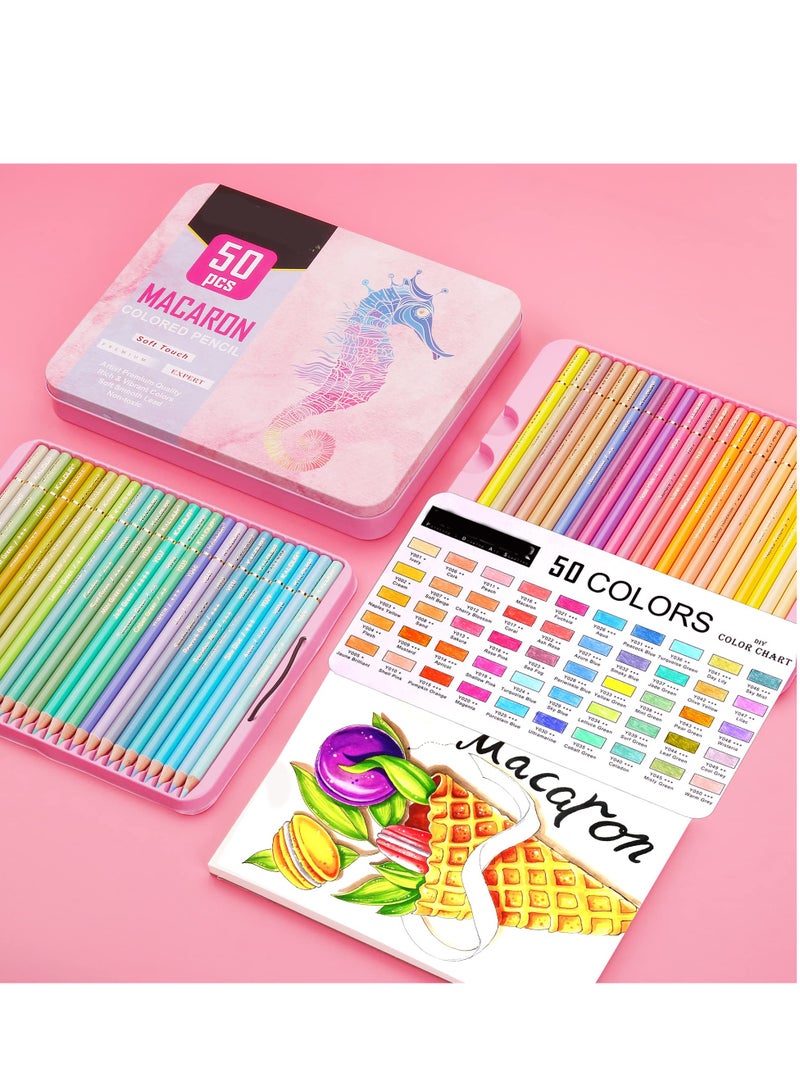 KASTWAVE 50 قلم تلوين ملون لكتب تلوين البالغين، ناعم، مثالي للرسم والتظليل، مجموعة ألوان ماكرون باستيل هدية للبالغين والأطفال والمبتدئين - Image 5