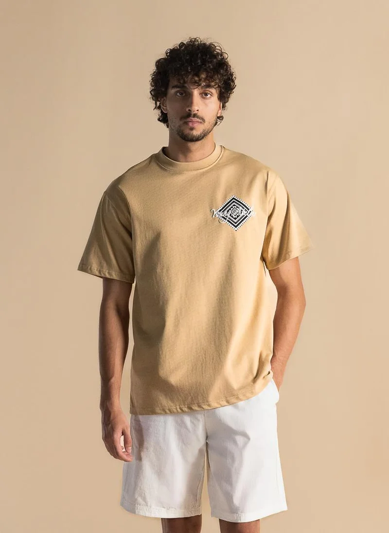 SHAPES CONTRAST PRINT COTTON T-SHIRT