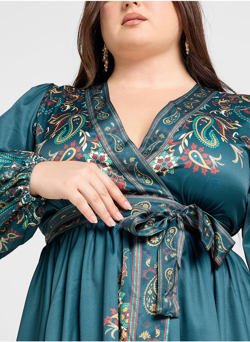 Khizana - Plus size printed wrap dress - Image 1