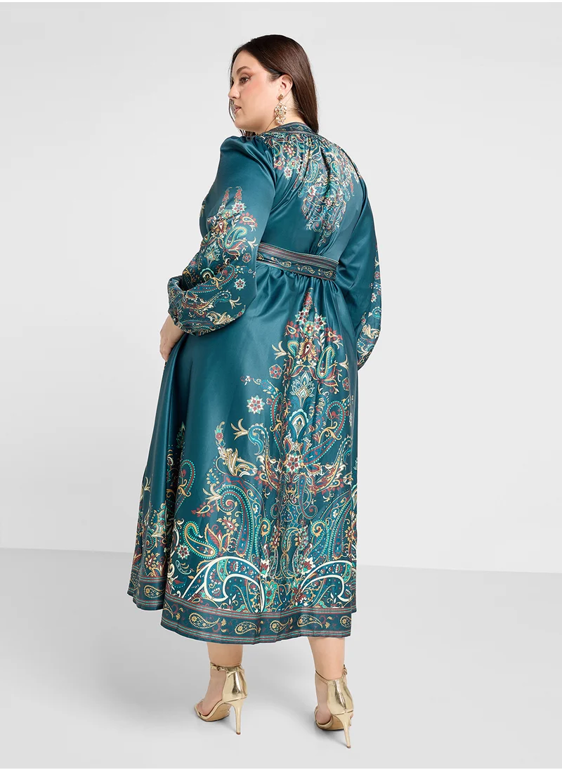 Khizana Plus size printed wrap dress