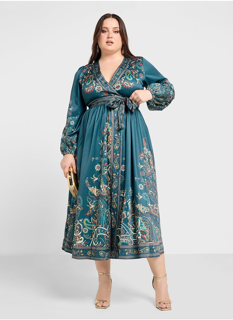 Khizana - Plus size printed wrap dress - Image 1