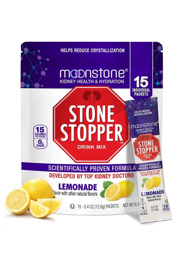 Moonstone Kidney Stone Stopper Drink Mix Lemonade Flavor, Outperforms Chanca Piedra & Support Supplements, Developed By Urologists To Prevent Stones And Improve Hydration, 15 Day Supply - Image 1