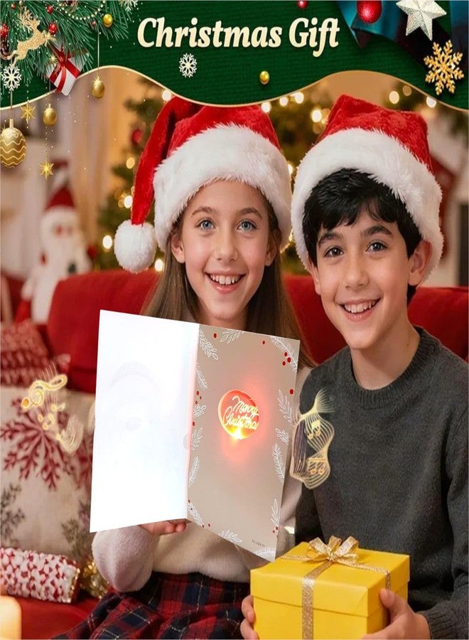 AMANVANI Christmas Card, Merry Christmas Musical & Lightup Greeting Card, Greeting Card For Xmas Wishing For Kids, Friends & Colleagues, Holiday Collection With Festive Designs And Messages, (2 Pcs) - Image 5