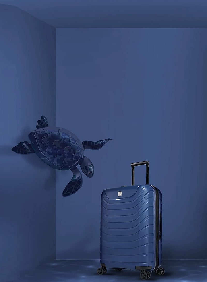 eminent حقيبة سفر صلبة من Knight مع عجلات بعجلات، مجموعة من 3 حقائب سفر خفيفة الوزن من البولي بروبلين، 4 عجلات دوارة مزدوجة هادئة مع قفل TSA B0011، أزرق داكن - Image 3