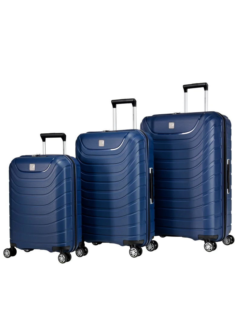 إيمينينت Knight Hard Case Travel Bag Trolley Luggage Set 0f 3 Polypropylene Lightweight Suitcase 4 Quiet Double Spinner Wheels With Tsa Lock B0011 Dark Blue