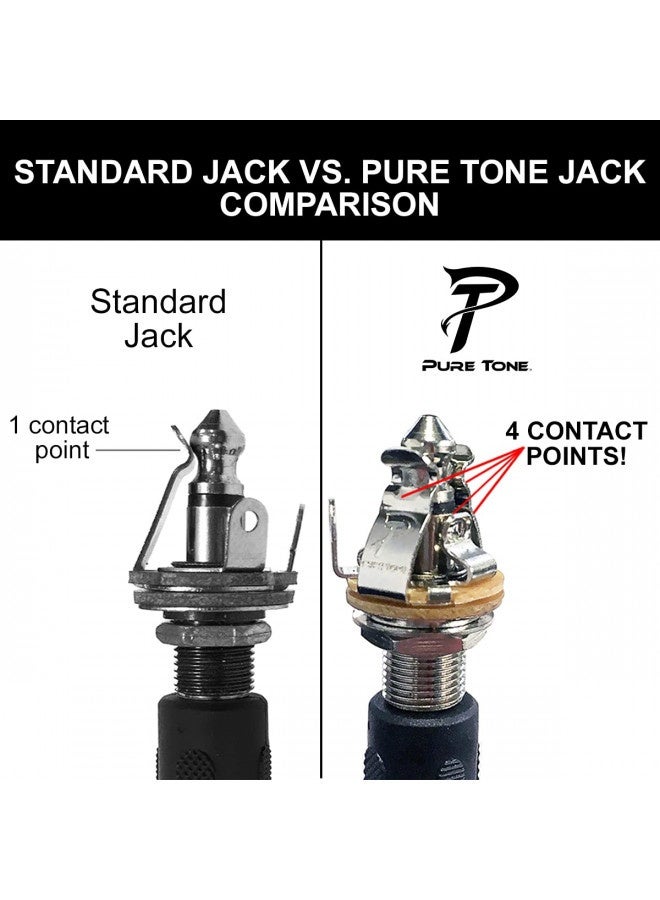 Pure Tone Multi-Contact 1/4 Inch Mono Output Jack | Nickel | Dual Tension Grounds And Dual Positive Tips For Optimal Signal, Tone And Lowest Possible Noise - Image 1
