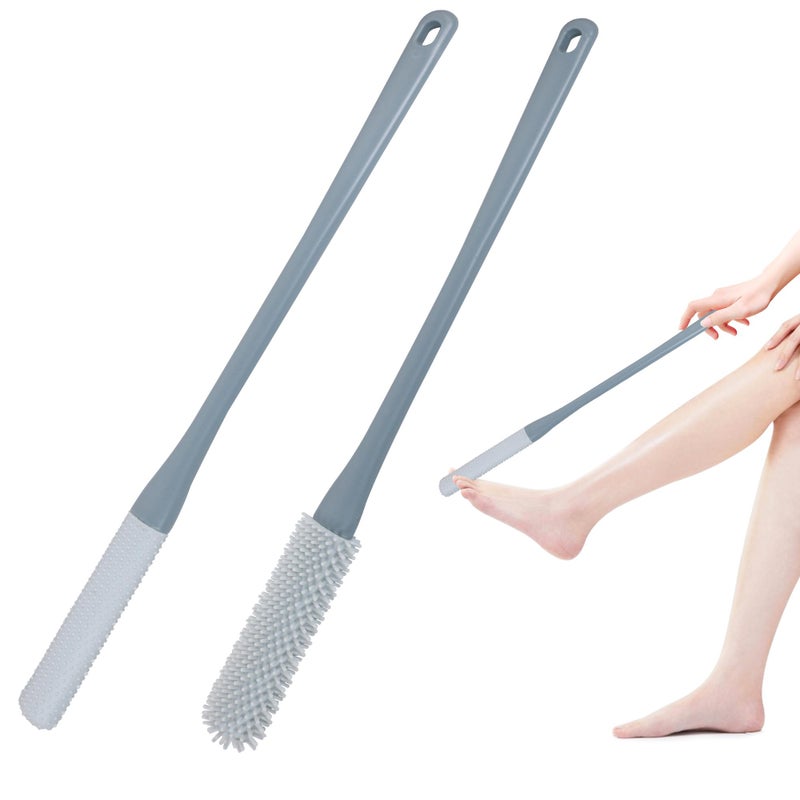 OWIIZI Toe Cleaning Brush 157 Foot Scrubber in Shower with Long Handle Silicone Gap Brush Between Toes Cleaner Soft Feet Care Scrub for SeniorsElderly Men and Women 2Pack