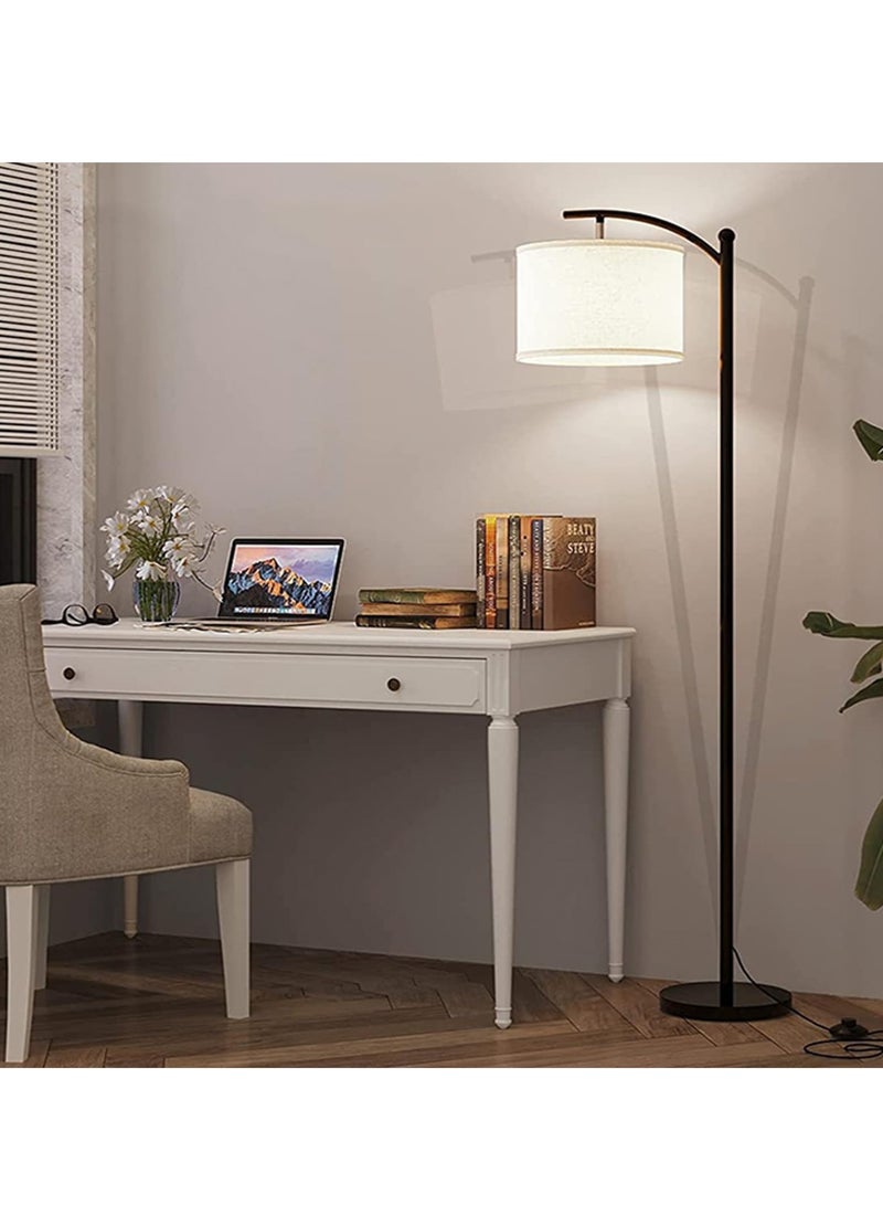 Arabest مصباح أرضي LED دافئ حديث ريترو 3 ألوان مصباح قائم قابل للتعديل مع ضوء كتان معلق لغرفة المعيشة وغرفة النوم والمكتب ضوء أرضي ناعم - Image 3