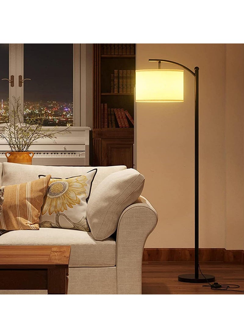 Arabest مصباح أرضي LED دافئ حديث ريترو 3 ألوان مصباح قائم قابل للتعديل مع ضوء كتان معلق لغرفة المعيشة وغرفة النوم والمكتب ضوء أرضي ناعم - Image 1