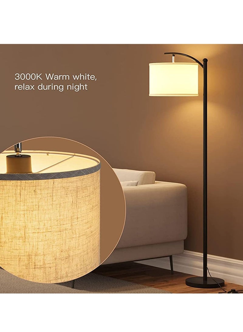 Arabest مصباح أرضي LED دافئ حديث ريترو 3 ألوان مصباح قائم قابل للتعديل مع ضوء كتان معلق لغرفة المعيشة وغرفة النوم والمكتب ضوء أرضي ناعم - Image 2