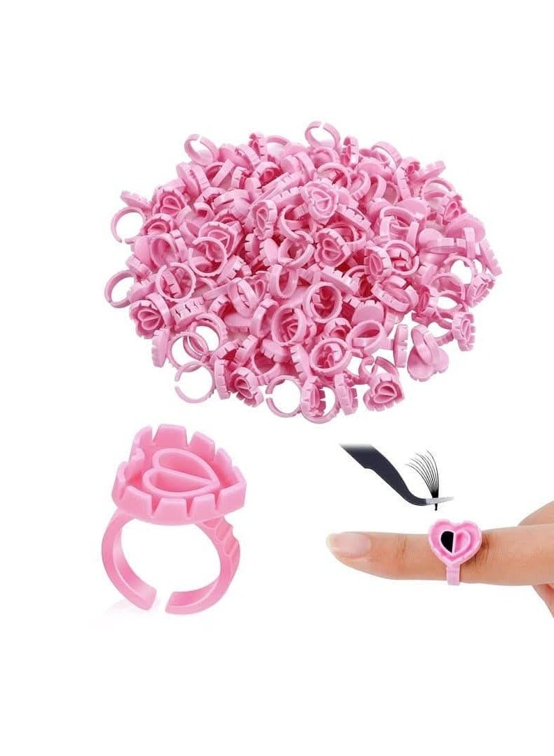 خاتم لحمل صمغ وصلات الرموش، على شكل قلب، مجموعة 100 قطعة  لمستلزمات وصلات الرموش - Image 1