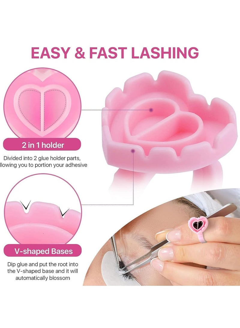 خاتم لحمل صمغ وصلات الرموش، على شكل قلب، مجموعة 100 قطعة  لمستلزمات وصلات الرموش - Image 3