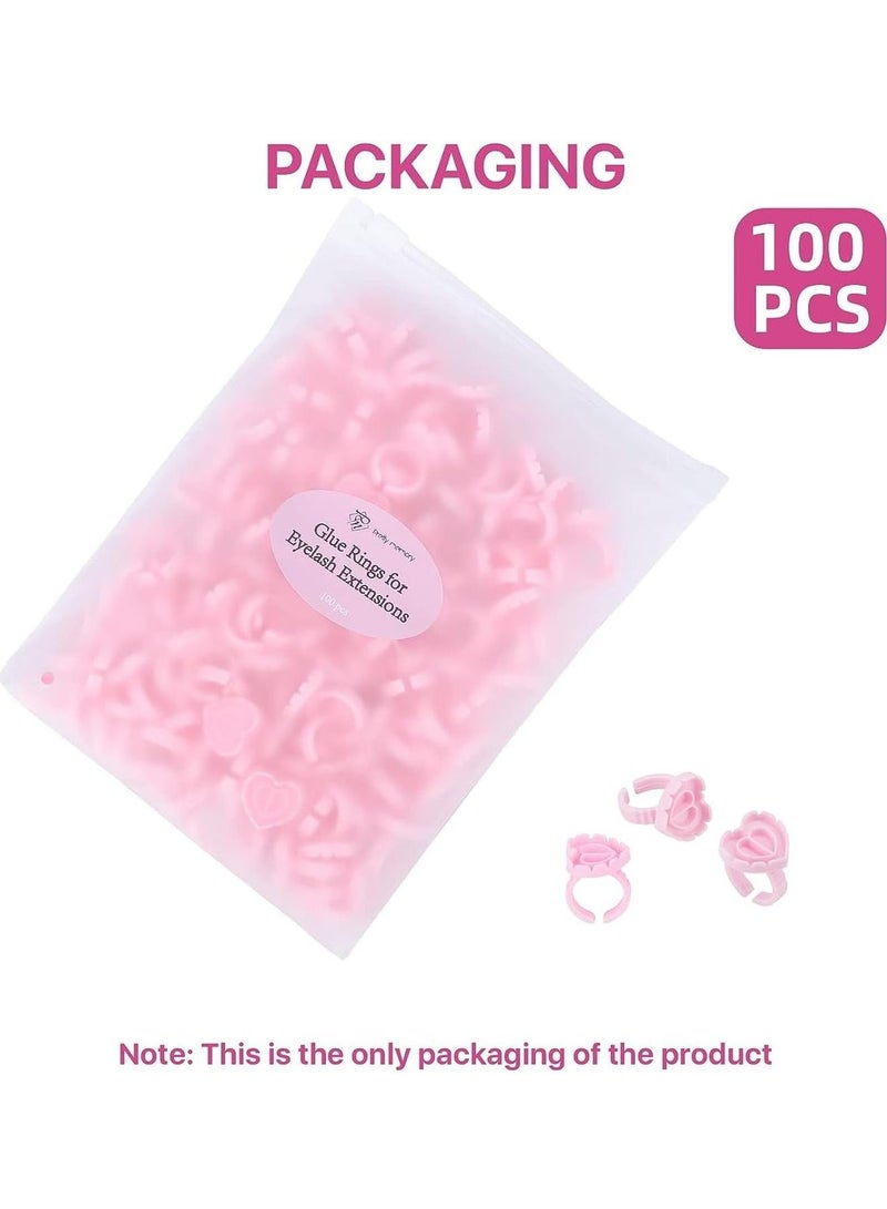 خاتم لحمل صمغ وصلات الرموش، على شكل قلب، مجموعة 100 قطعة  لمستلزمات وصلات الرموش - Image 2