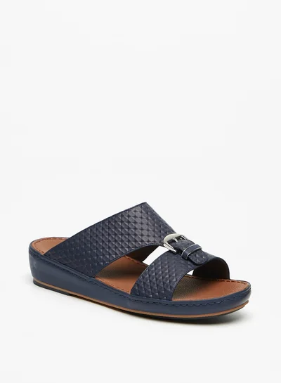 shoexpress Textured Slip On Arabic Sandals with Buckle Accent