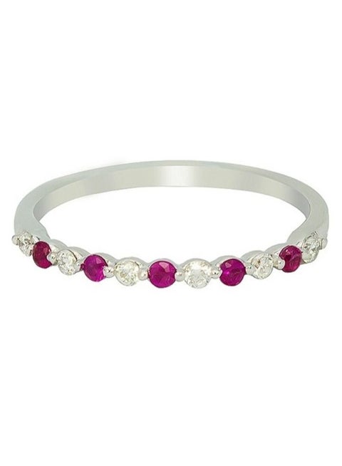 Capri Gold Ruby Diamond Pave Ring in 18K Rose Gold, 7.5 US