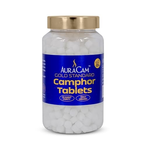 AuraCam أوراكام جولد ستاندرد أقراص الكافور للبويا، التأمل، الروحانية/أقراص الكابورام للبويا/الكافور/عبير نقي وممتع للكابور - (صغير، عبوة من 1، 500 جرام) - Image 1