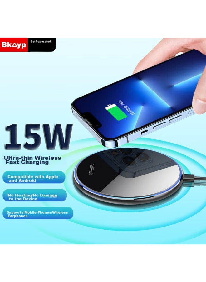 Bkayp Compatible With Apple Wireless Charger, 15w/20w Super Fast Charging, For Iphone 16 Pro Max/15/14/13 Plus, Charging Cable And Base, For Huawei, Xiaomi, And Android - Image 1