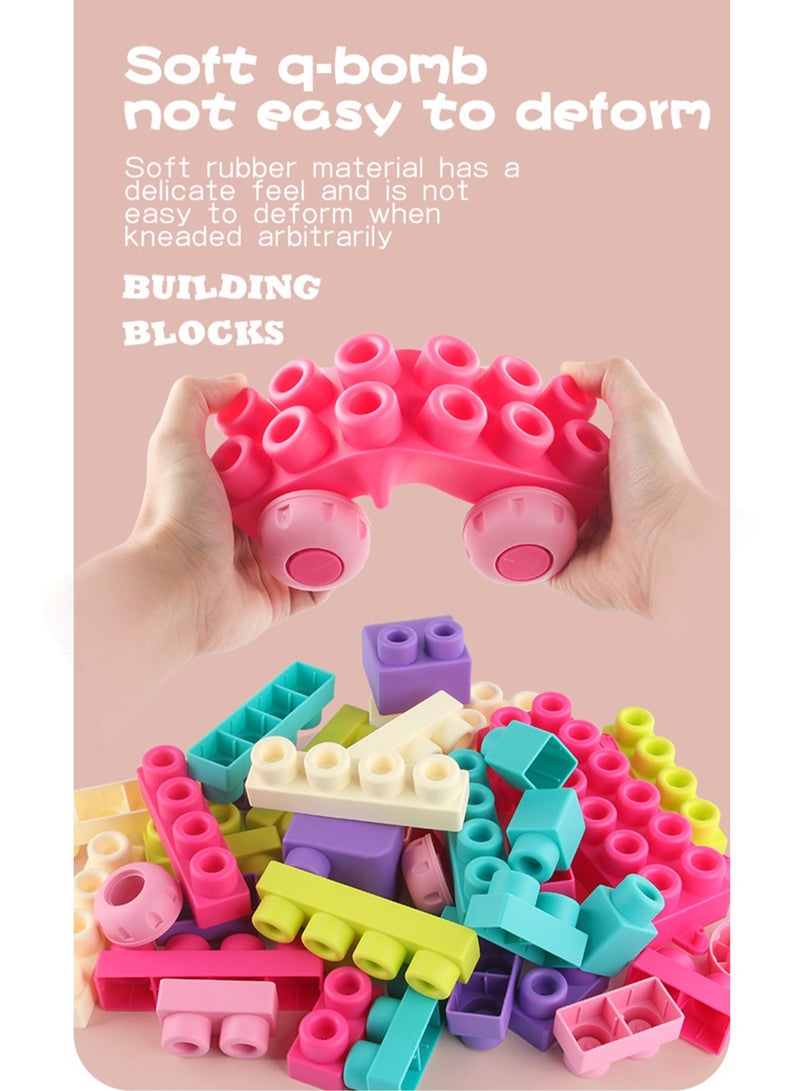 A Variety Of Diy Large-Particle Assembly Soft Rubber Building Blocks Chewing And Boiling Water Baby Early Education Science And Education Toys (20 Pieces) - Image 3