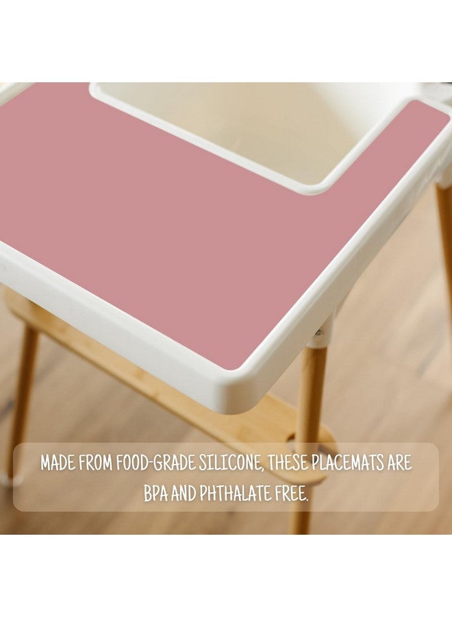Mintlyfe High Chair Placemat for IKEA Antilop Baby High Chair, 2 Packs Stain Resistant Non-Slip Toddler Silicone High Chair Place Mats Eating Table Mat (Blush/Mauve) - Image 3