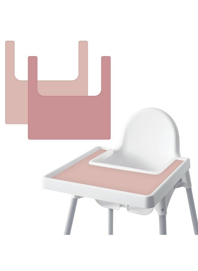 Mintlyfe High Chair Placemat for IKEA Antilop Baby High Chair, 2 Packs Stain Resistant Non-Slip Toddler Silicone High Chair Place Mats Eating Table Mat (Blush/Mauve) - Image 1