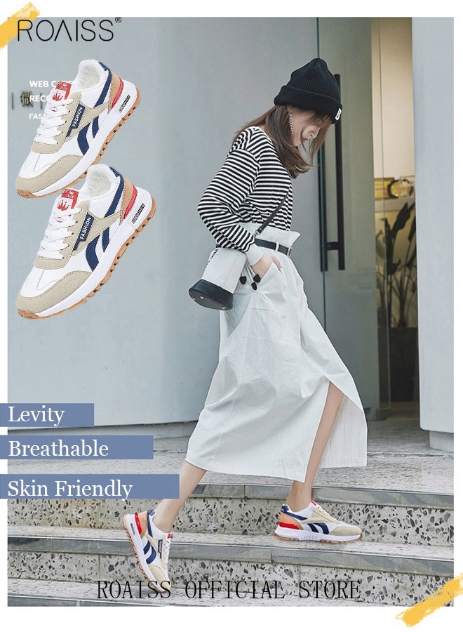 roaiss Ladies Sports Shoes Casual Shoes Sports Breathable and Wear-Resistant Low-Top Sneakers Women's Fashion All-Match Platform Sneakers  - Image 2