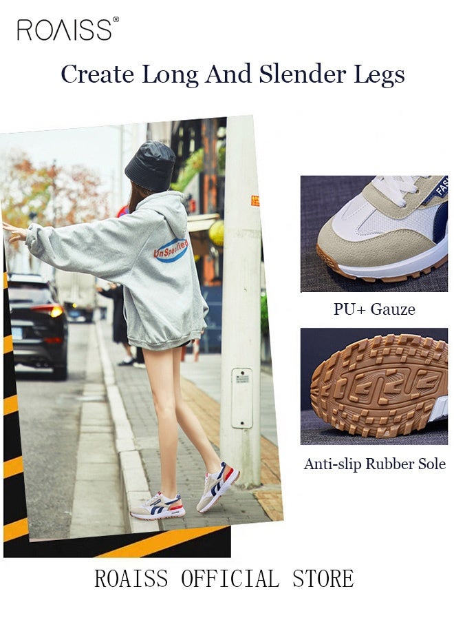 roaiss Ladies Sports Shoes Casual Shoes Sports Breathable and Wear-Resistant Low-Top Sneakers Women's Fashion All-Match Platform Sneakers  - Image 3