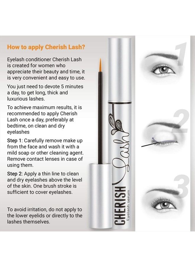 Cherisher Eyelash Growth Serum Cherish Lash | Conditioner That Makes Longer, Thicker And More Luscious Natural Lashes | Enhancer That Stimulate Regrowth New Eyelashes - Image 5