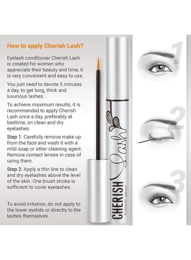 Cherisher Eyelash Growth Serum Cherish Lash | Conditioner That Makes Longer, Thicker And More Luscious Natural Lashes | Enhancer That Stimulate Regrowth New Eyelashes - Image 4