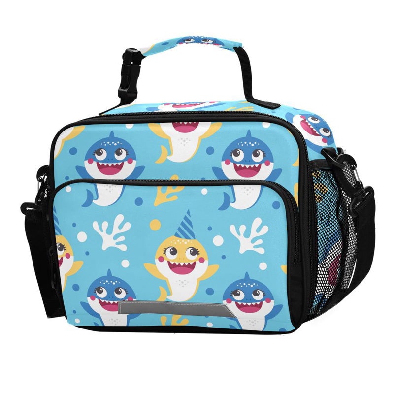 Cute Shark Lunch Box for Boys Girls Insulated Lunch Bag Kids Cooler Tote Shoulder Strap Reusable for School Travel Picnic