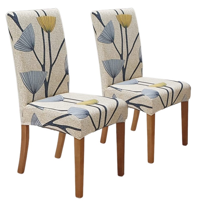 SPRINGRICO Chair Covers for Dining Room Set of 2 Stretch Dining Chair Cover Washable Spandex Kitchen Parsons Chair Slipcovers Removable Seat Protector for Home or Party 2 Pack Floral Bloom