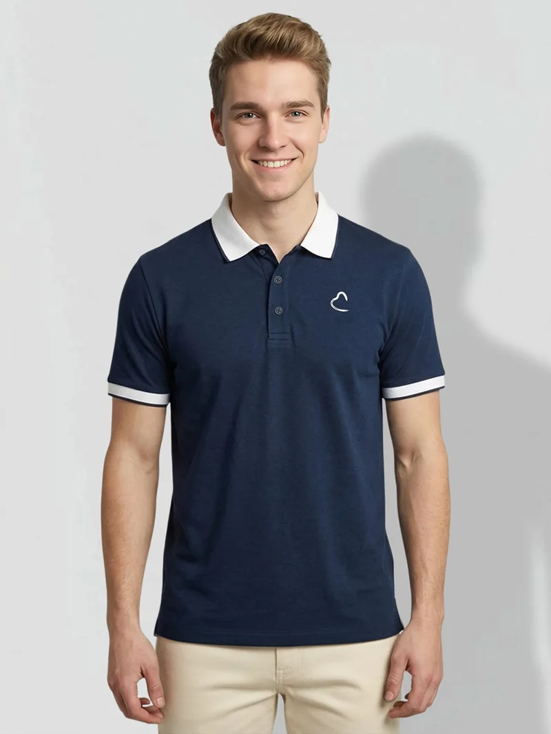 Being Human Brand Logo Contrast Polo Collar Cotton Tshirts