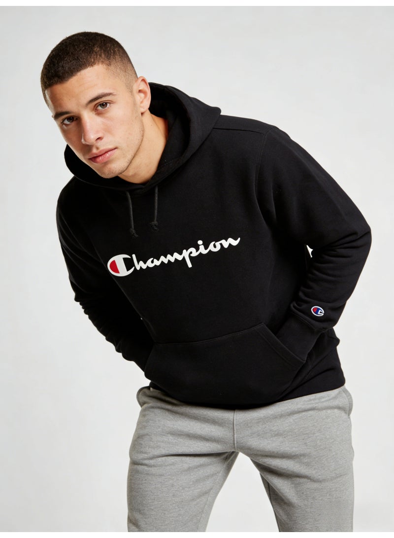 شامبيون Champion Men's Black Script Logo Pullover Hoodie - Image 2